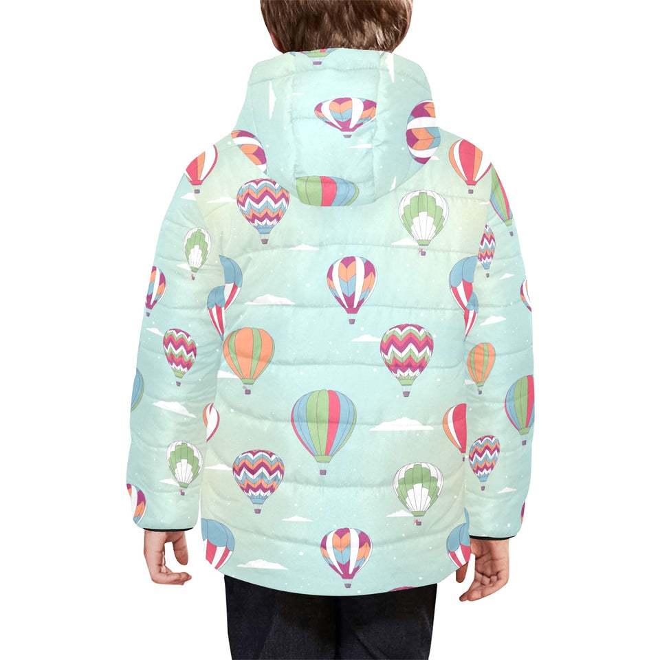 Hot Air Balloon design Pattern Kids' Boys' Girls' Padded Hooded Jacket