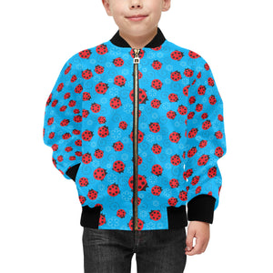 Ladybug Pattern Print Design 02 Kids' Boys' Girls' Bomber Jacket