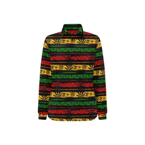 Canabis Marijuana Weed Pattern Print Design 04 Women's Long Sleeve Polo Shirt