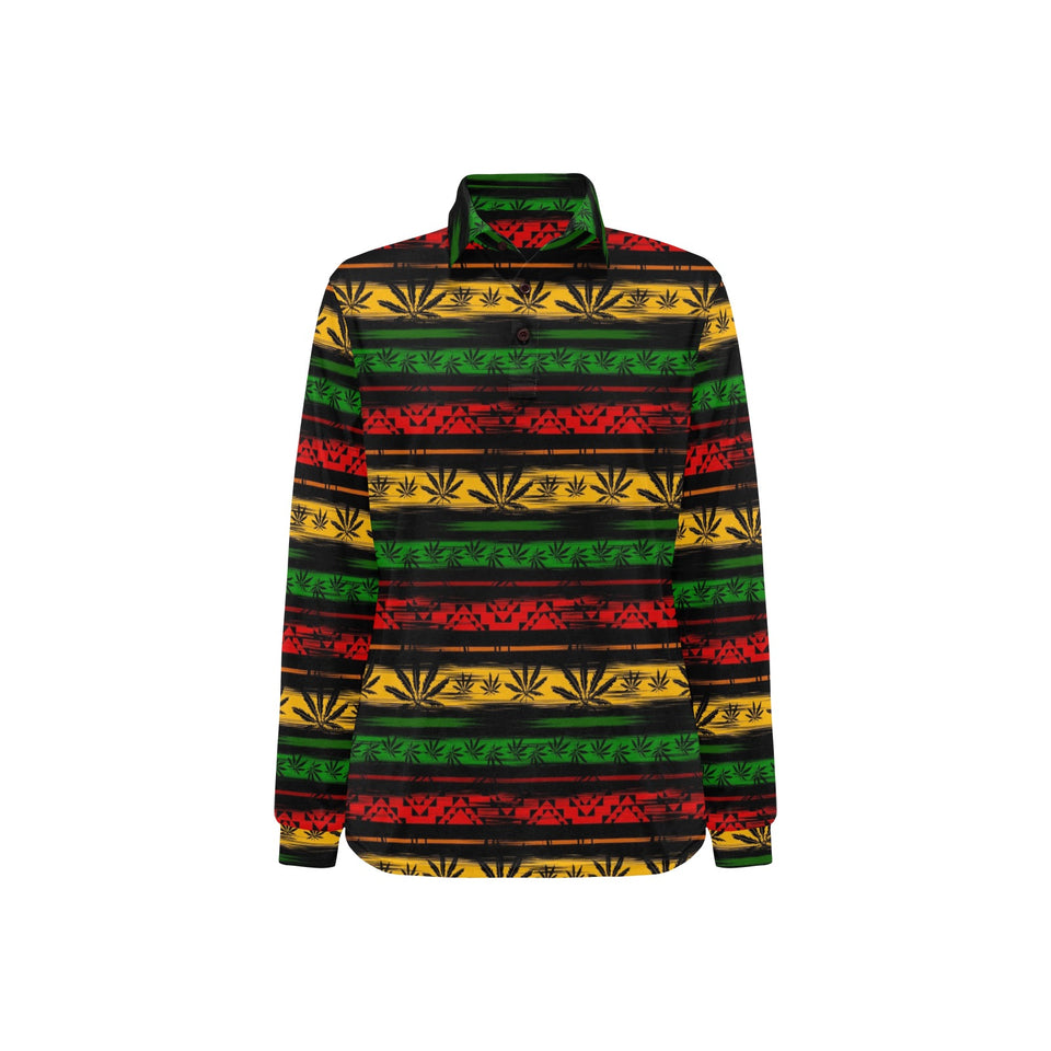 Canabis Marijuana Weed Pattern Print Design 04 Women's Long Sleeve Polo Shirt