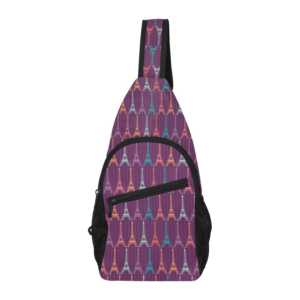 Eiffel Tower Pattern Print Design 05 All Over Print Chest Bag