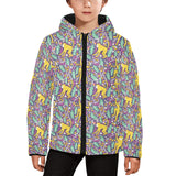 Cute yellow monkey leaves pattern Kids' Boys' Girls' Padded Hooded Jacket