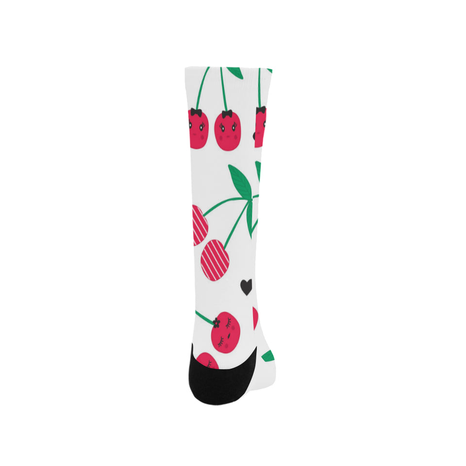 cherry pattern white background Crew Socks