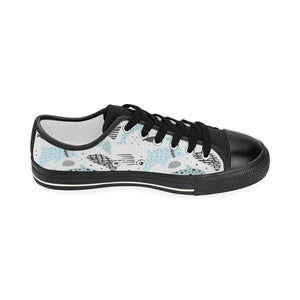 Cute dolphins Childish Style pattern Kids' Boys' Girls' Low Top Canvas Shoes Black