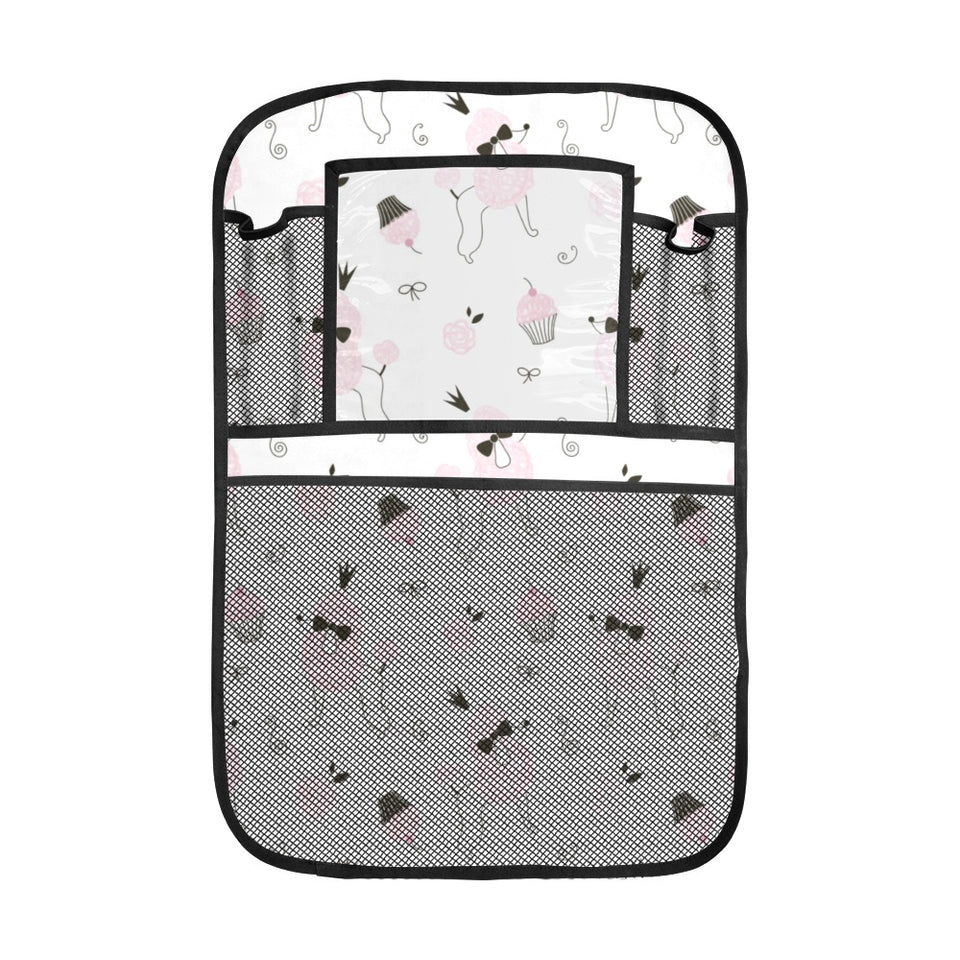 Poodle dog rose cake pattern Car Seat Back Organizer