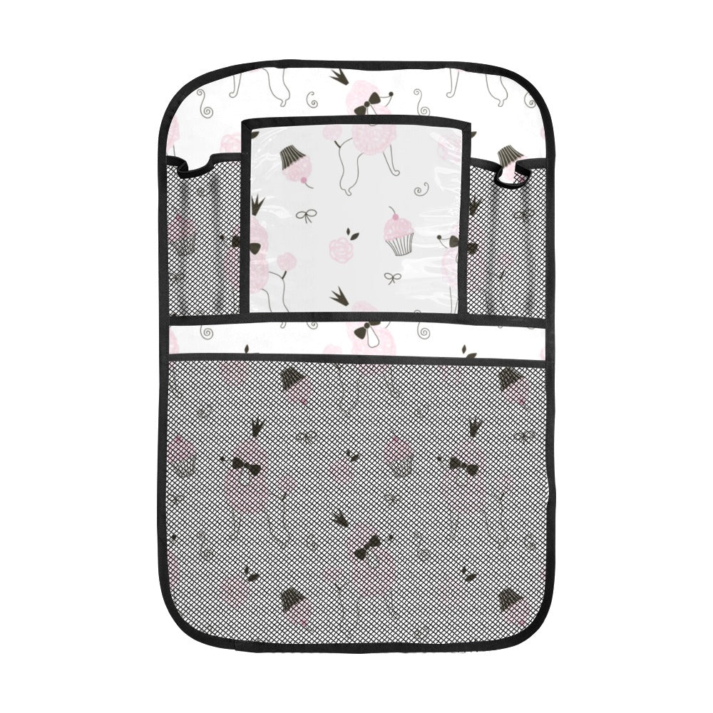 Poodle dog rose cake pattern Car Seat Back Organizer