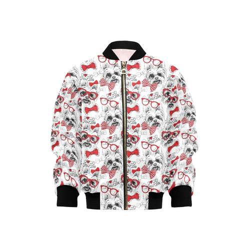 Yorkshire Terrier Pattern Print Design 04 Kids' Boys' Girls' Bomber Jacket