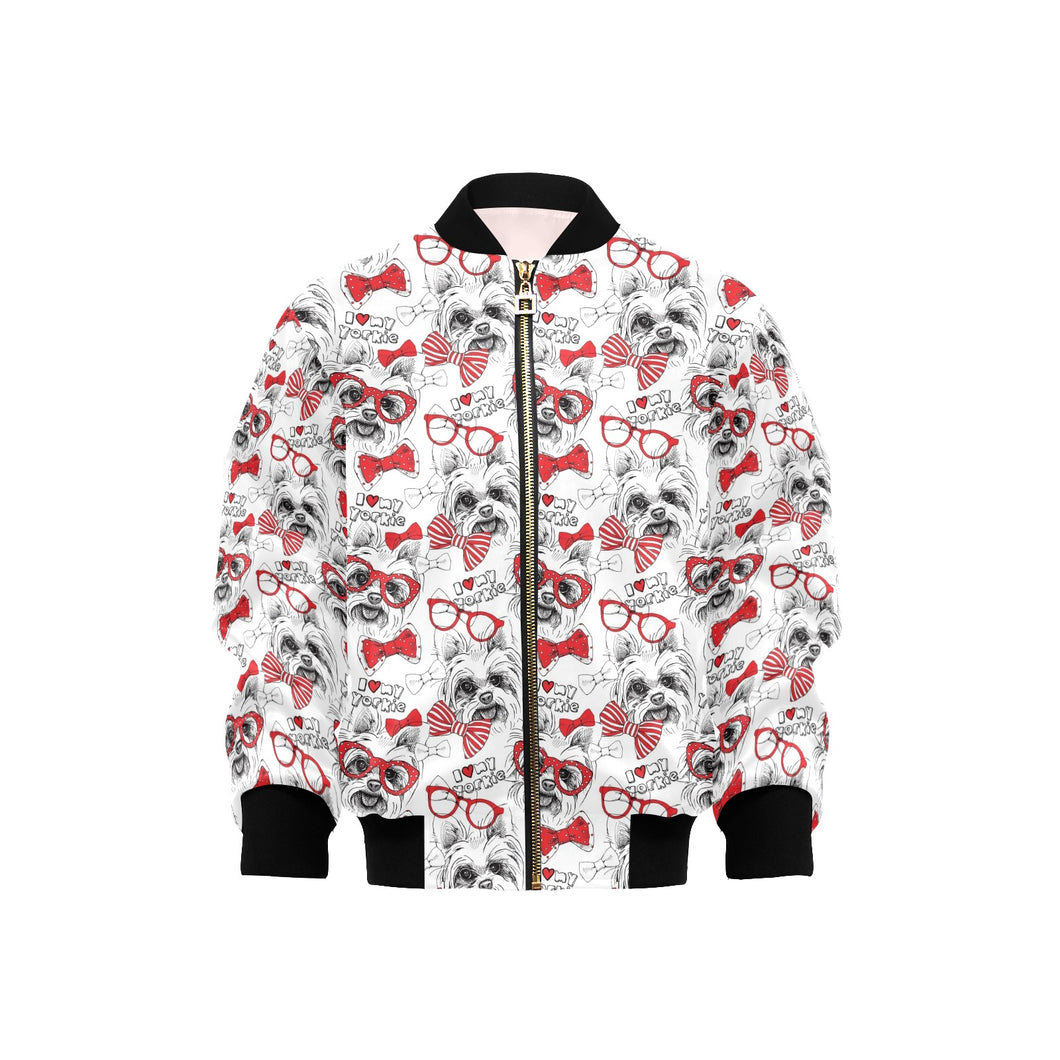 Yorkshire Terrier Pattern Print Design 04 Kids' Boys' Girls' Bomber Jacket