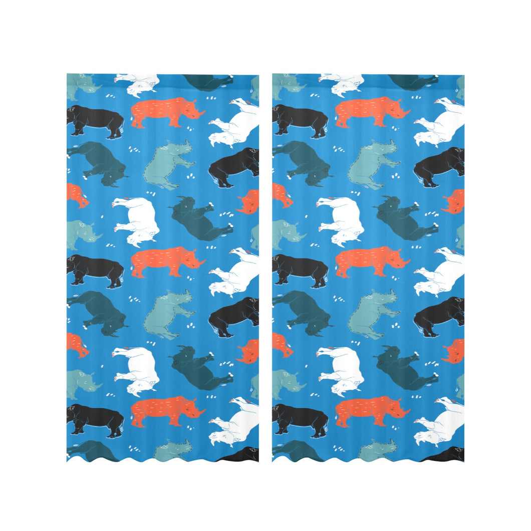 Colorful rhino pattern Gauze Curtain