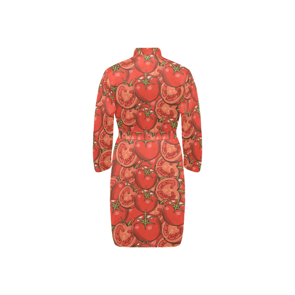 Red Tomato Pattern Men's Long Sleeve Belted Night Robe