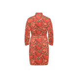 Red Tomato Pattern Men's Long Sleeve Belted Night Robe