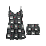 Piano Pattern Print Design 05 Chest Sexy Pleated Two Piece Swim Dress