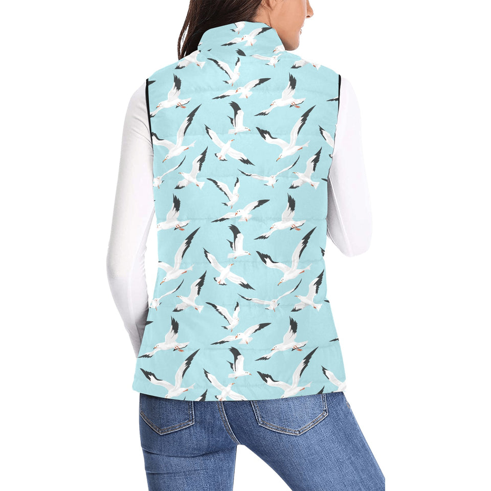 Seagull Pattern Print Design 01 Women's Padded Vest