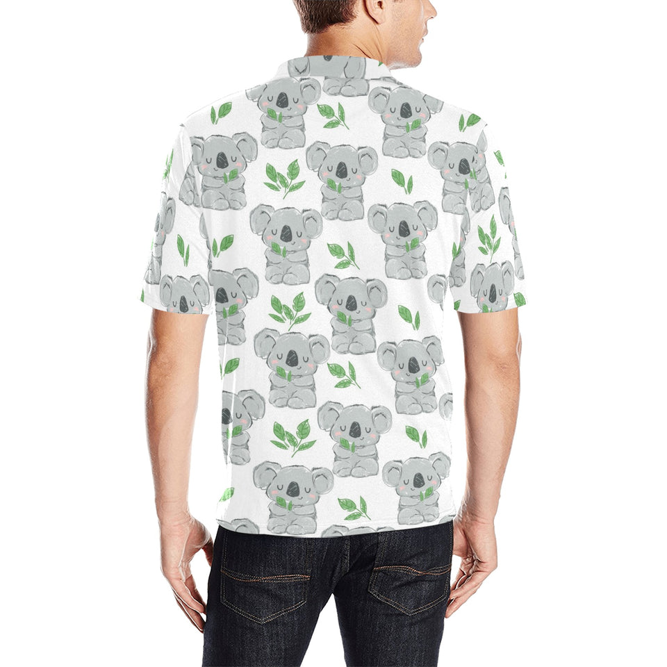 Hand drawn Koala leaves pattern Men's All Over Print Polo Shirt