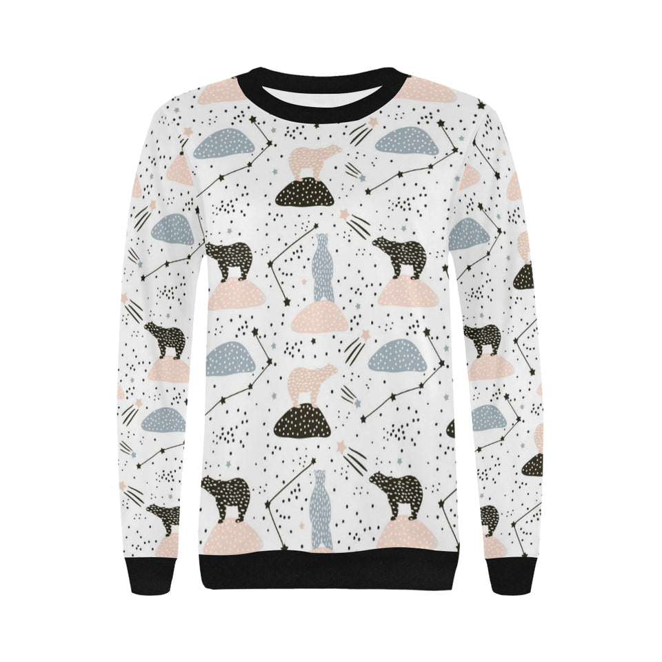 Polar bears star poka dot pattern Women's Crew Neck Sweatshirt