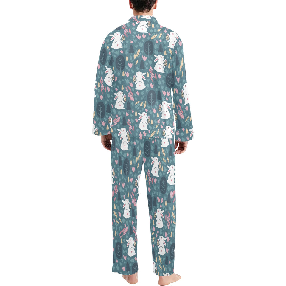 Cute rabbit pattern Men's Long Pajama Set