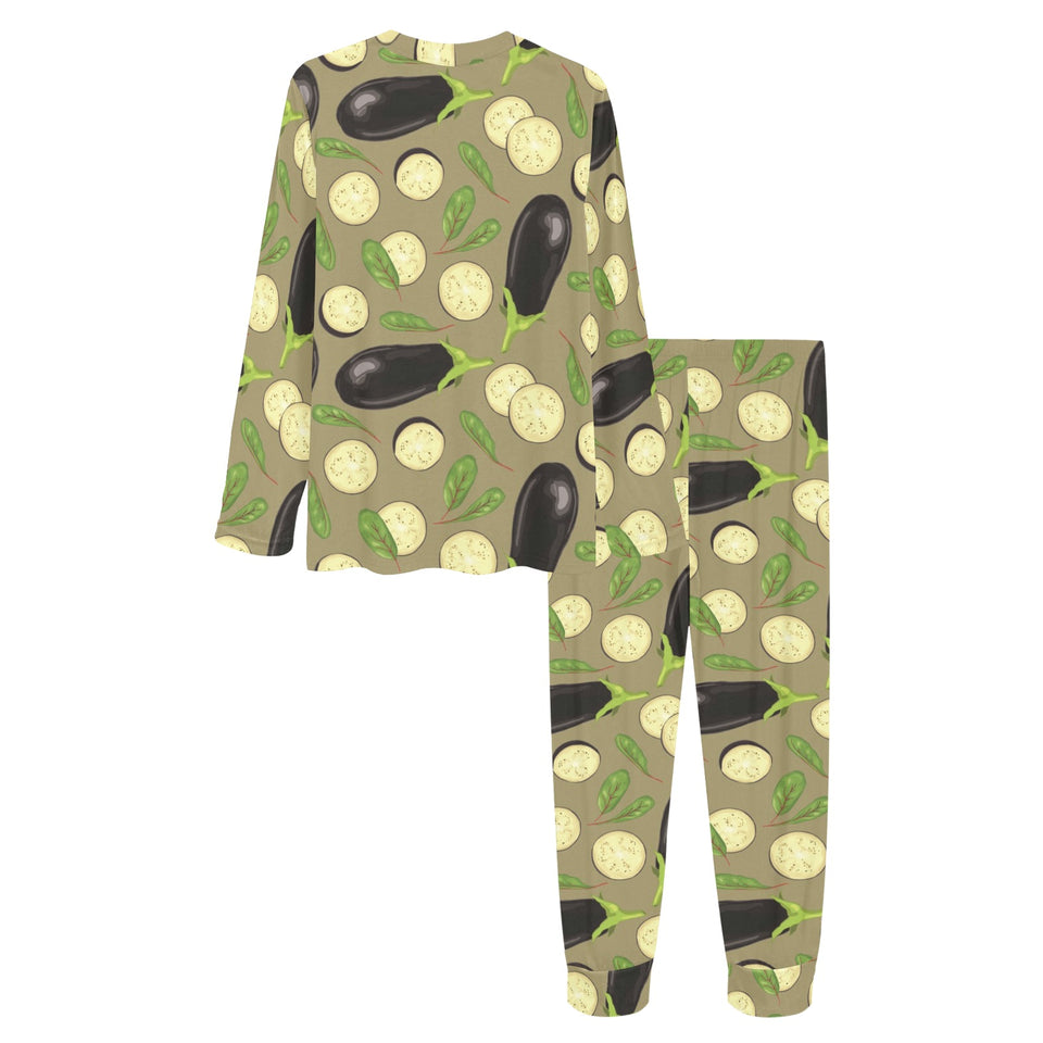 Eggplant Pattern Print Design 02 Women's All Over Print Pajama Set