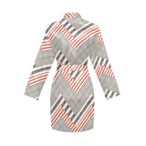 zigzag chevron striped pattern Women's Long Sleeve Belted Night Robe