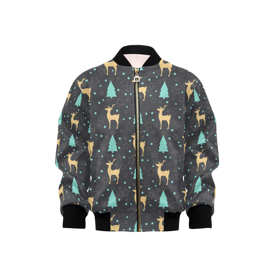 Deers star tree pattern Kids' Boys' Girls' Bomber Jacket