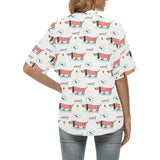 Cute dachshund bone pattern Women's All Over Print Hawaiian Shirt