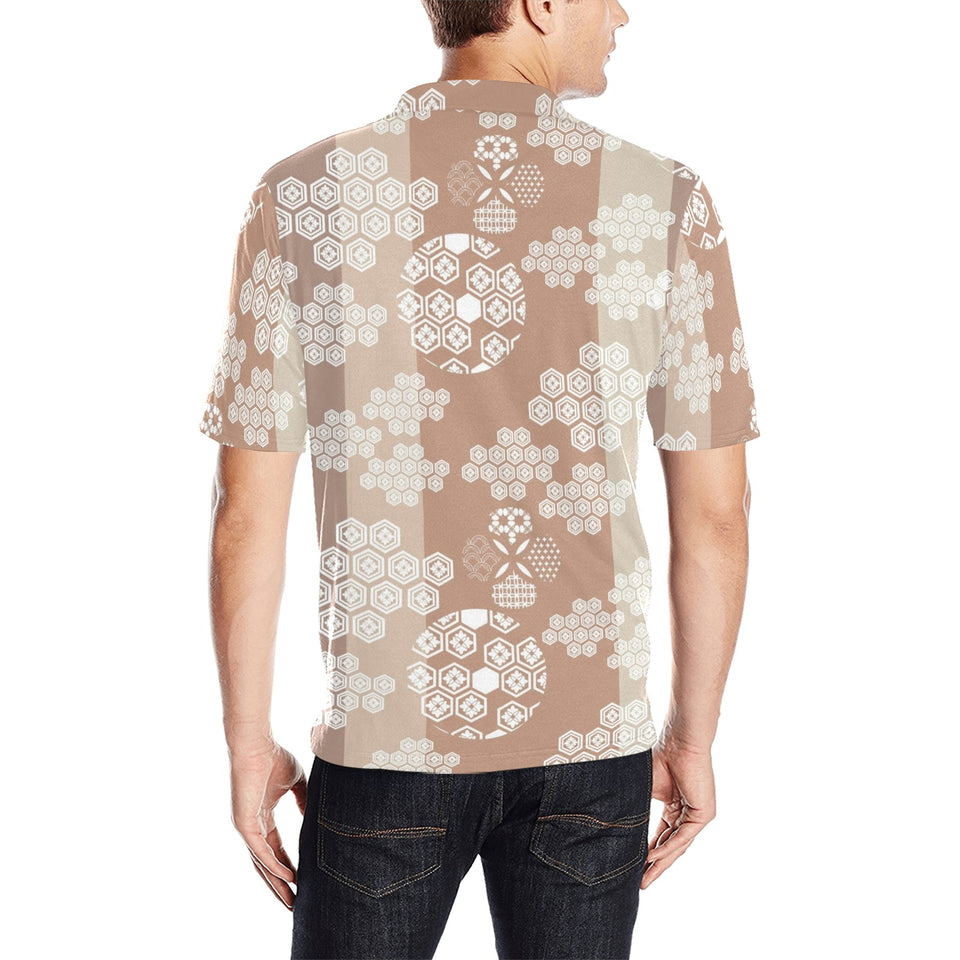 Beautiful hexagon japanese pattern Men's All Over Print Polo Shirt