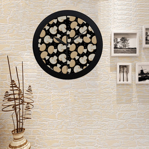 Champignon mushroom pattern Elegant Black Wall Clock