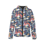 Blue red dragon cloud pattern Women's Padded Hooded Jacket