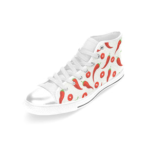 Chili pattern Women's High Top Canvas Shoes White