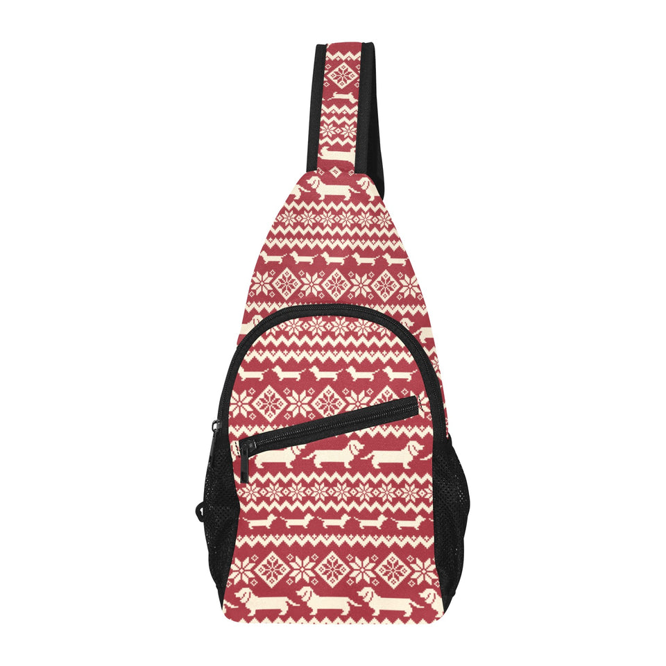 Dachshund Nordic pattern All Over Print Chest Bag