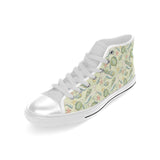 Hand drawn sea turtle fish pattern Men's High Top Canvas Shoes White