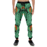 heliconia flower palm monstera leaves black backgr Unisex Casual Sweatpants