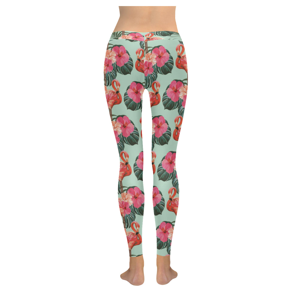 Beautiful flamingo tropical palm leaves hibiscus p Women's Legging Fulfilled In US