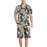 Billiard Ball Pattern Print Design 04 Men's V-Neck Short Pajama Set