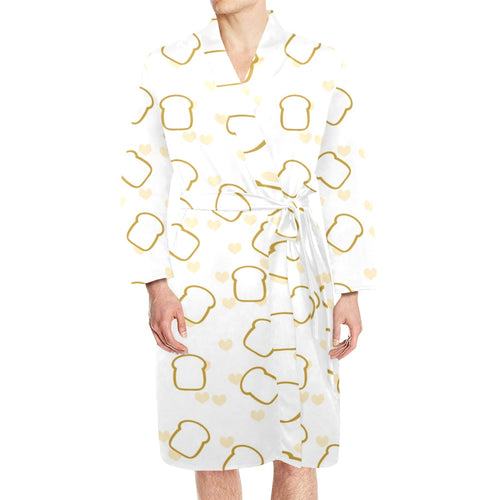 Bread Toast Pattern Print Design 01 Men's Long Sleeve Belted Night Robe