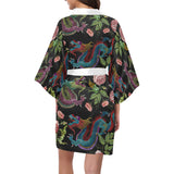 Dragons flower pattern Women's Short Kimono Robe