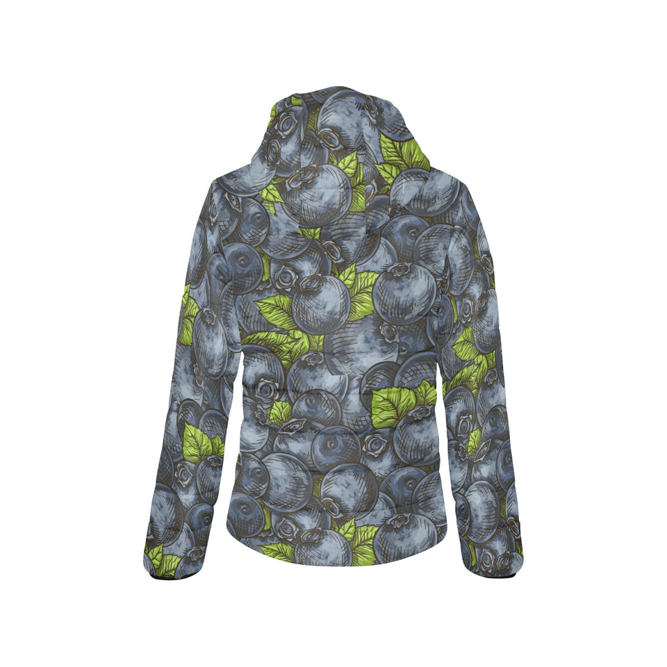 blueberry pattern Women's Padded Hooded Jacket