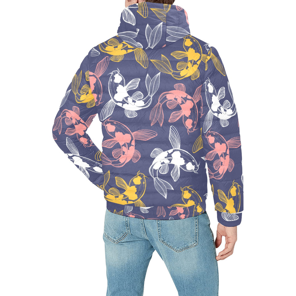 Koi Fish Carp Fish pattern Men's Padded Hooded Jacket