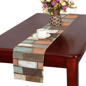 Wood Printed Pattern Print Design 02 Table Runner