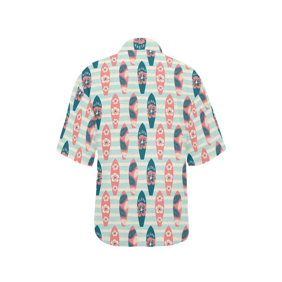 Surfboard Pattern Print Design 02 Women's All Over Print Hawaiian Shirt