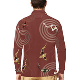Koi Fish Carp Fish red background Men's Long Sleeve Polo Shirt