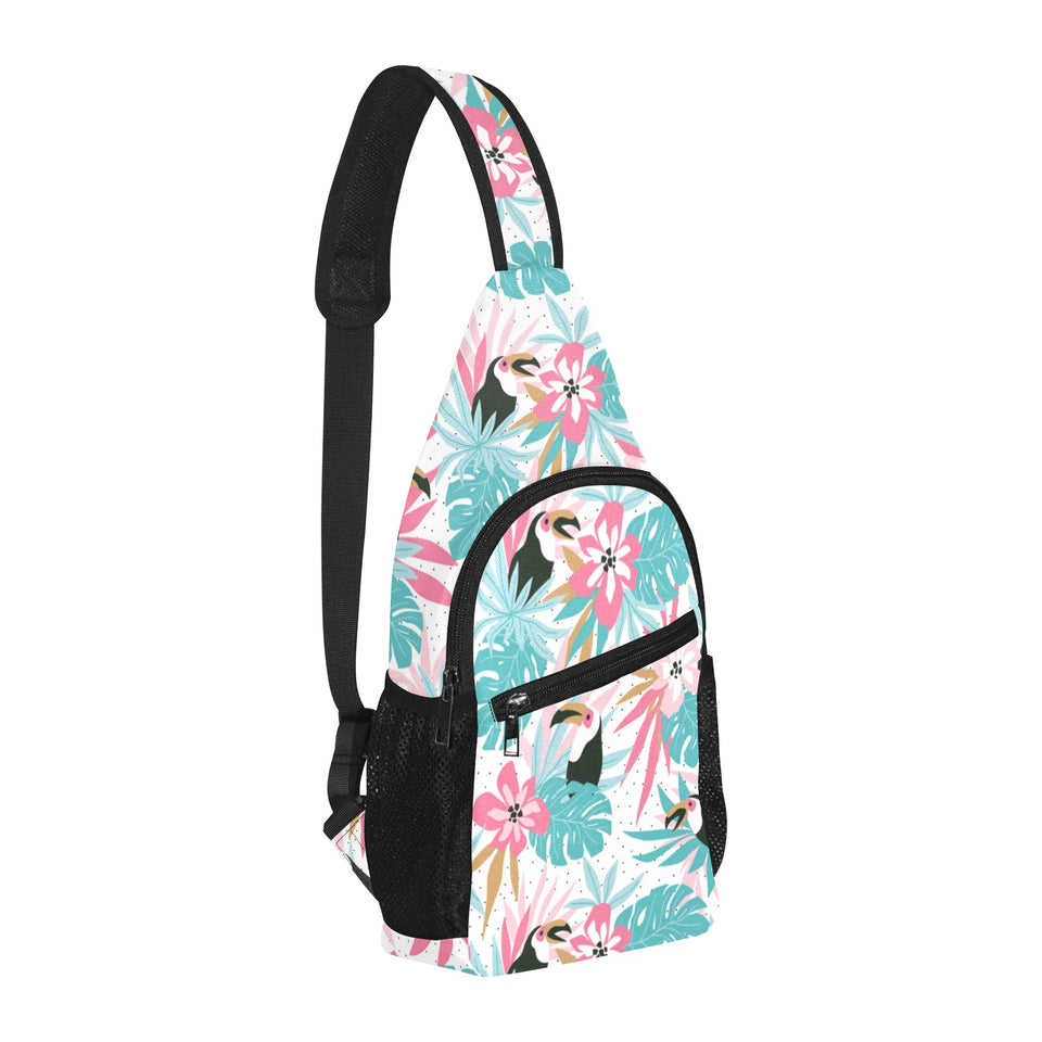 Toucan tropical flower leave pattern All Over Print Chest Bag