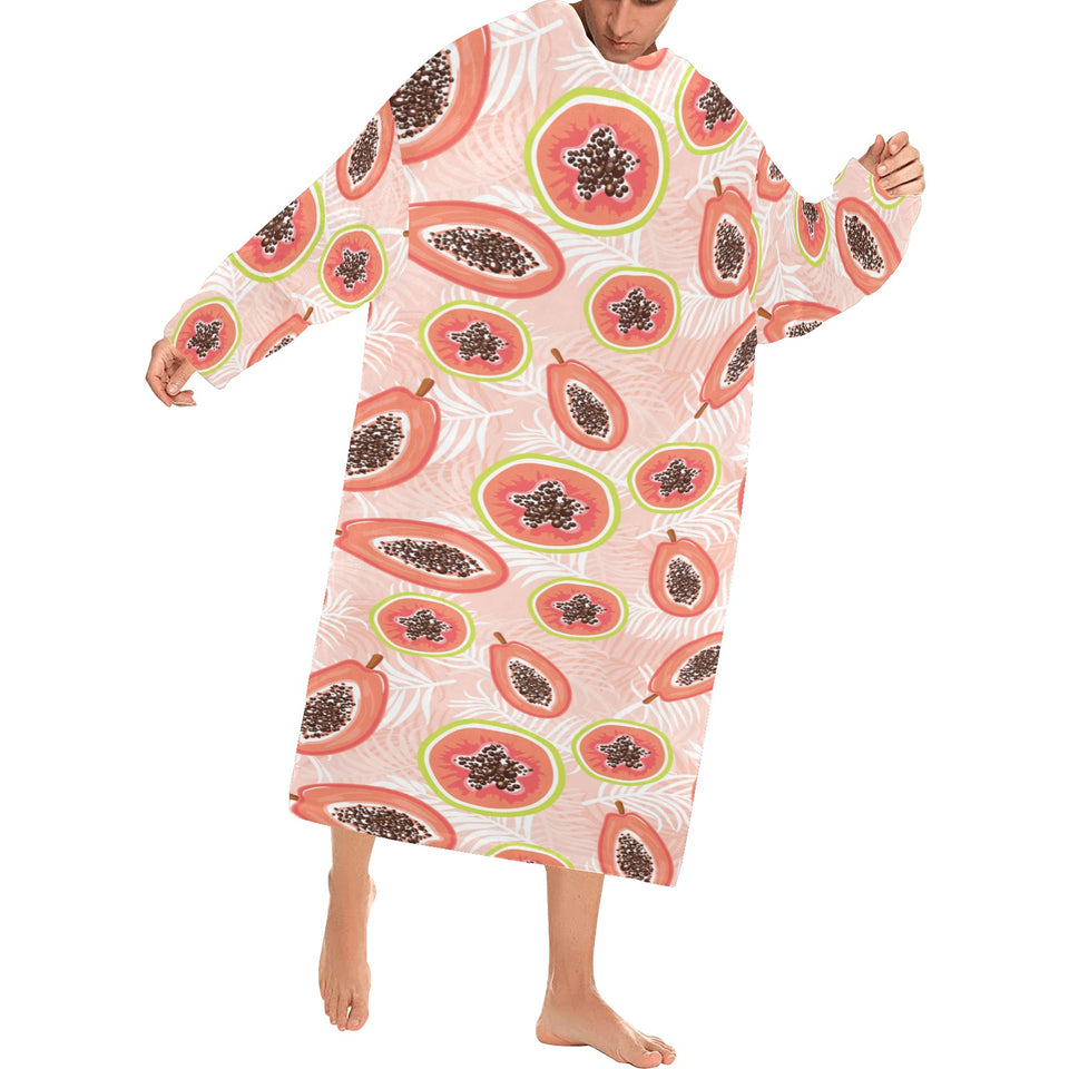 papaya leaves pattern Blanket Robe with Sleeves