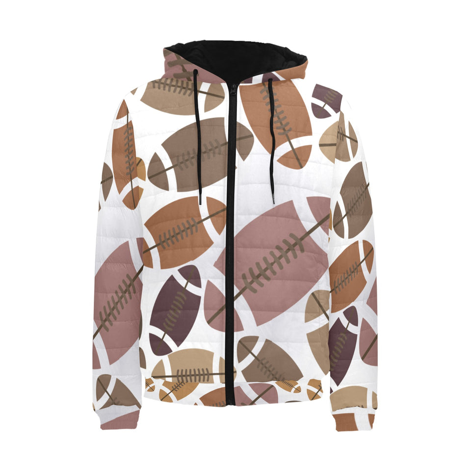 American football ball pattern Men's Padded Hooded Jacket