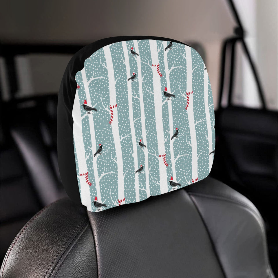 Crows christmas hat scarf Car Headrest Cover