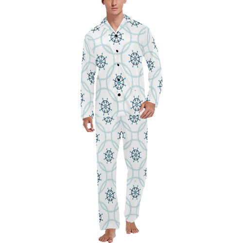 nautical steering wheel chain Men's Long Pajama Set