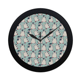 Cute Penguin pattern Elegant Black Wall Clock