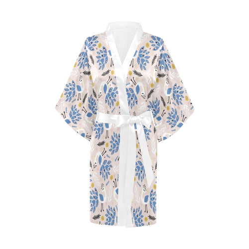 Cute peacock pattern Women's Short Kimono Robe