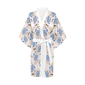Cute peacock pattern Women's Short Kimono Robe