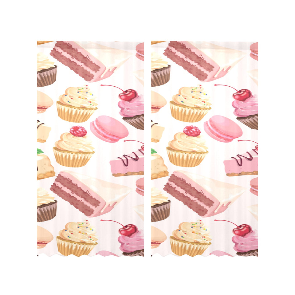 Cake cupcake sweets pattern Gauze Curtain