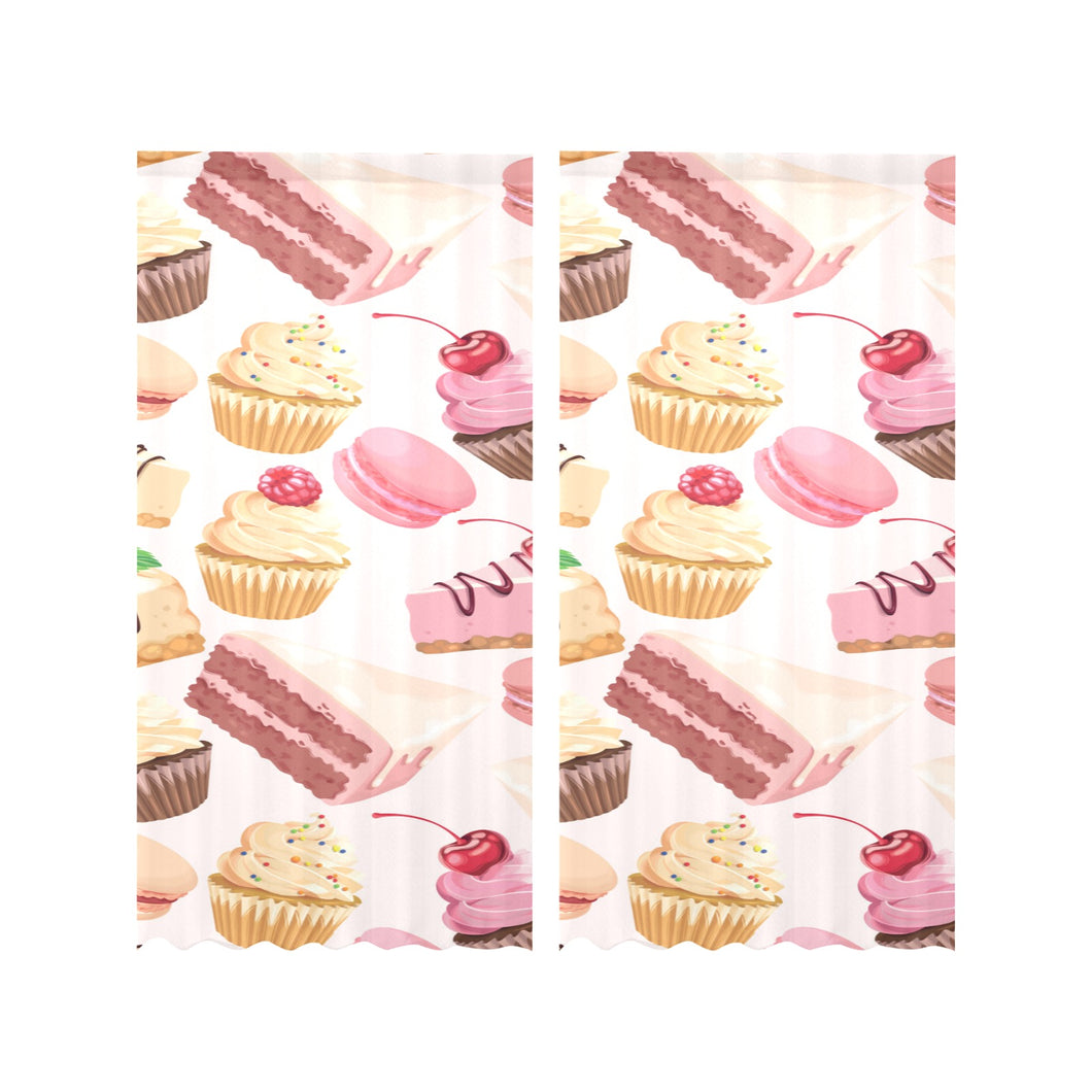 Cake cupcake sweets pattern Gauze Curtain